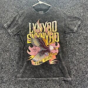 Lynyrd Skynyrd Free Bird Graphic Tee Charcoal Mineral Wash Rock Shirt Mens Med